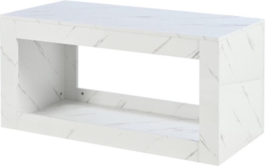 GOTAGEE Moderne LED salontafel voor de woonkamer salontafel hoogglans salontafel met afstandsbediening grote salontafel met marmerprint (wit)