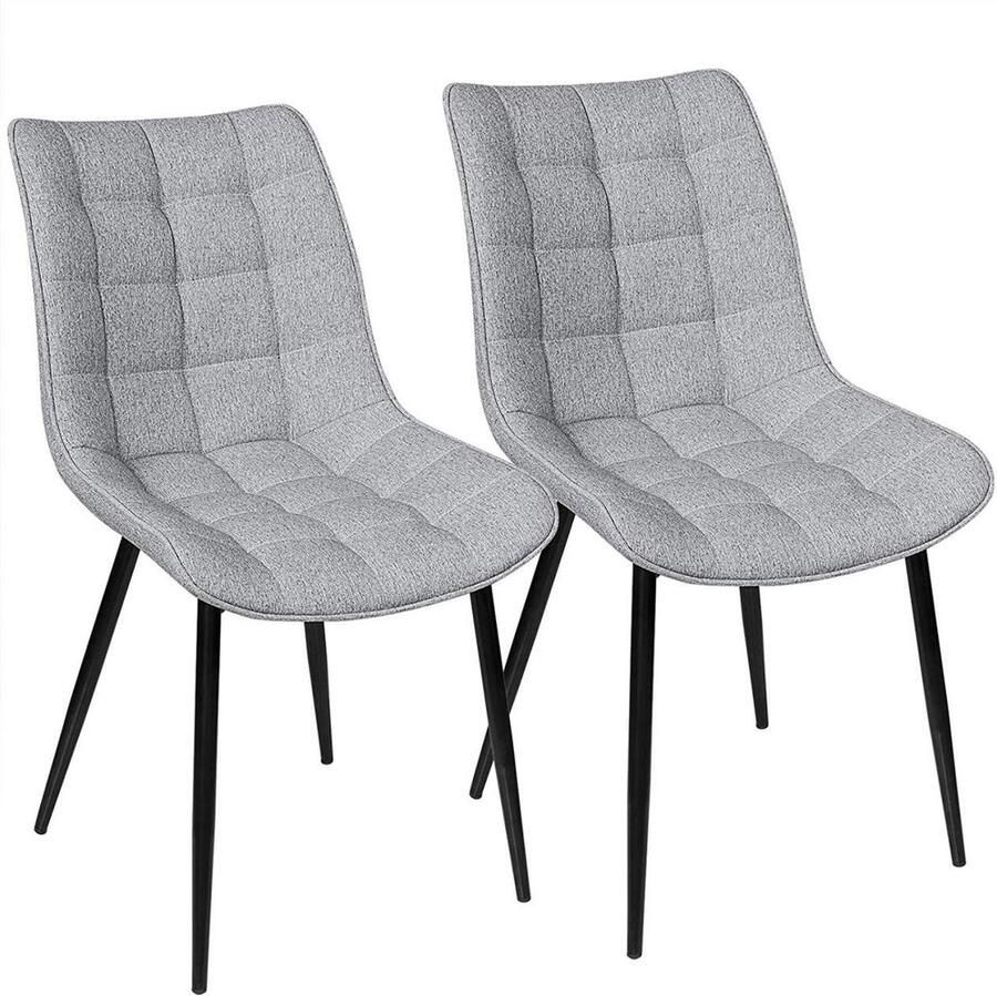 Rootz Living Rootz moderne linnen eetkamerstoelen stoelen met metalen poten comfortabele zitplaatsen duurzaam en veelzijdig vloerbeschermers 85 5 cm x 46 cm x 40 5 cm