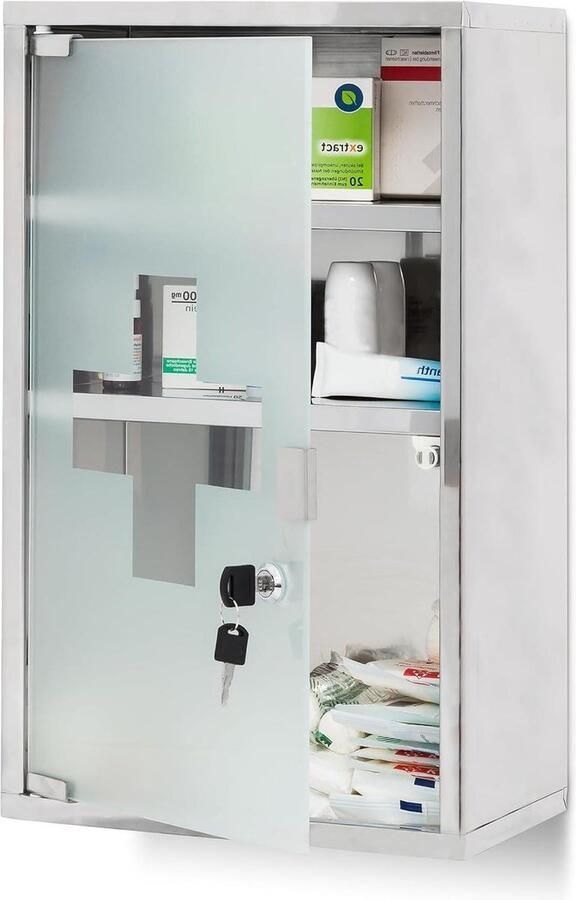 Moderne medicijnkastje 18cm zilver opbergkastje voor medicijnen