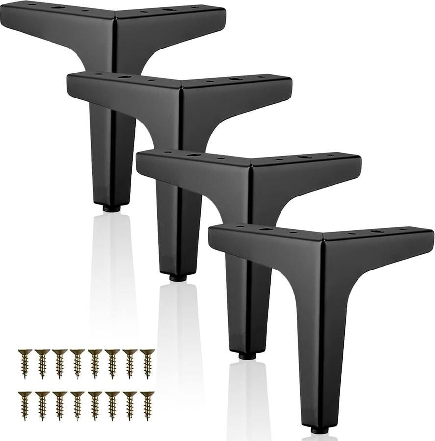 Moderne metalen meubelpoten 15 cm Stevige en stijlvolle meubelpoten voor meubels Zwart (set van 4)