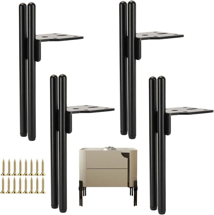 Moderne metalen meubelpoten 4 stuks zwart 18 cm