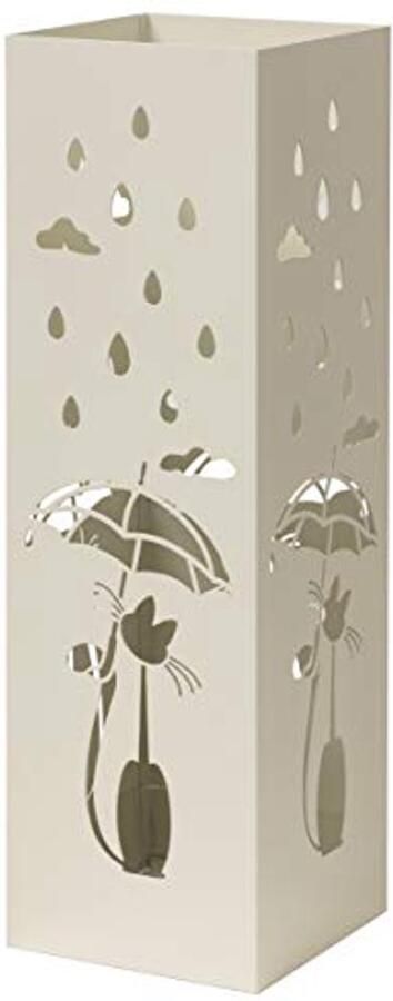 Moderne metalen paraplustandaard met haken en regendruppels