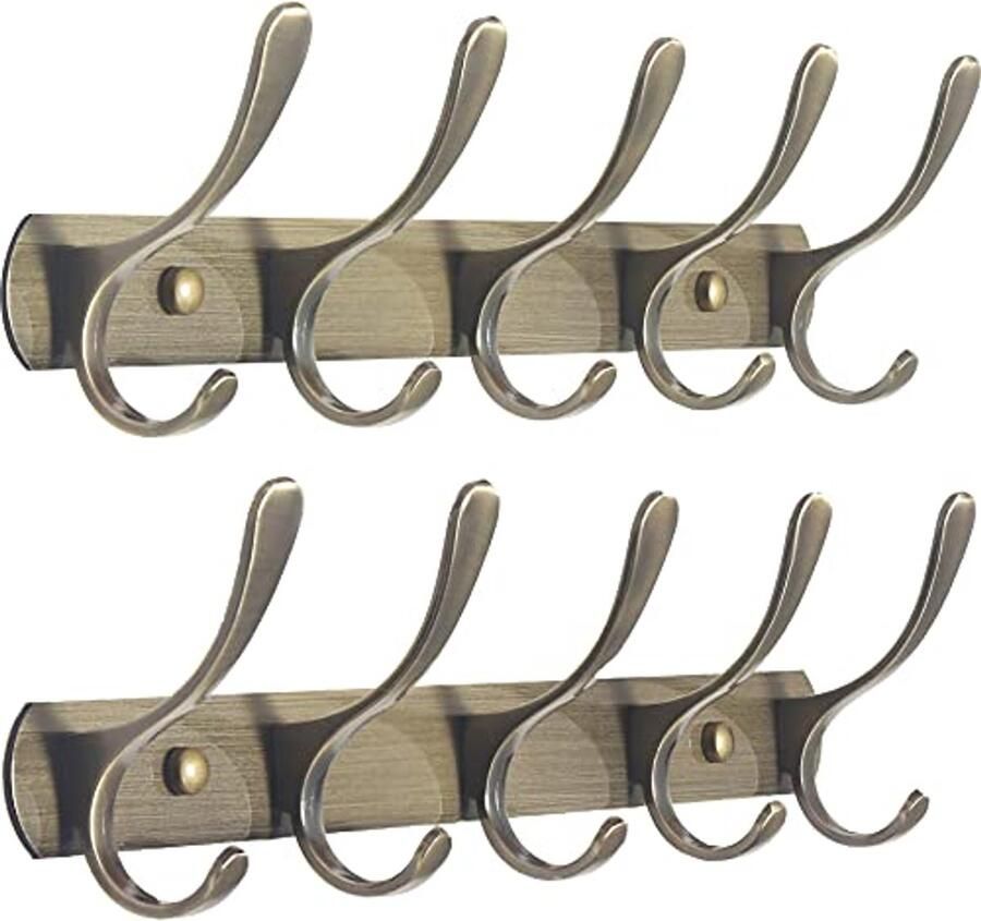 Moderne metalen wandkapstok met 5 haken 2 stuks voor jassen kleding en hoeden