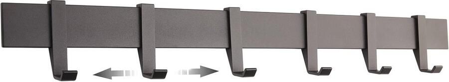 Moderne Metalen Wandkapstok met Beweegbare Haken Perfecte Haldecoratie (Zwart Mat 58 cm)