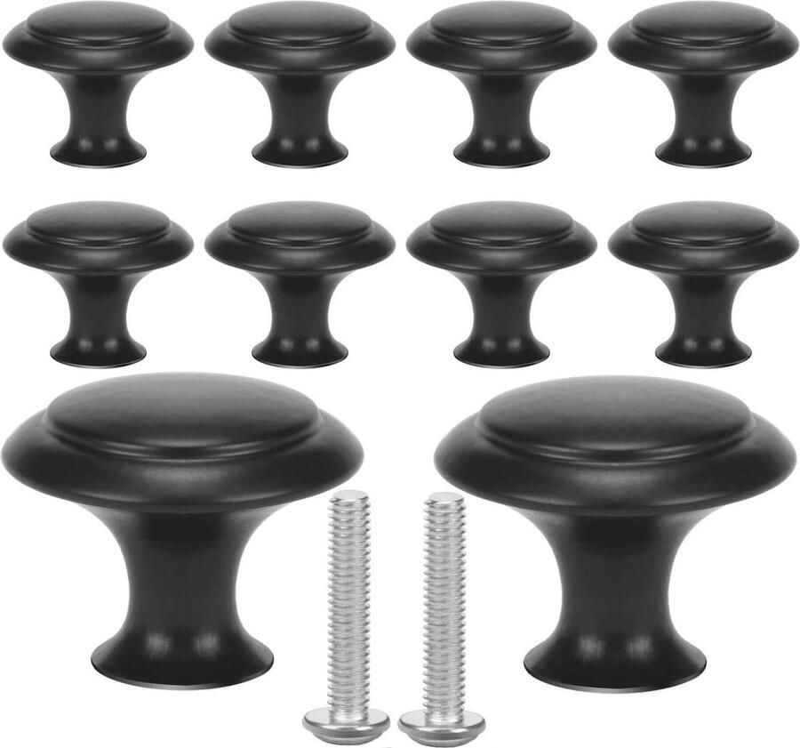 Moderne Meubelknoppen Zwart 10 Stuks Ronde Kastknoppen voor Keuken en Kasten