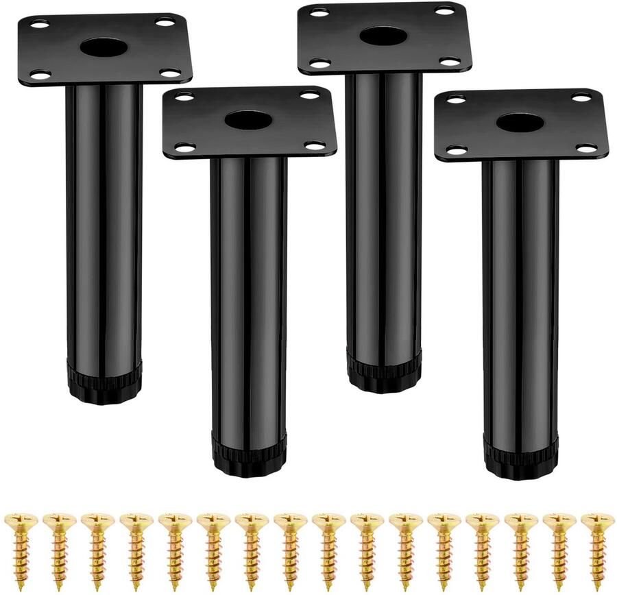 Moderne meubelpoten set van 4 mat zwart hoogwaardig metaal