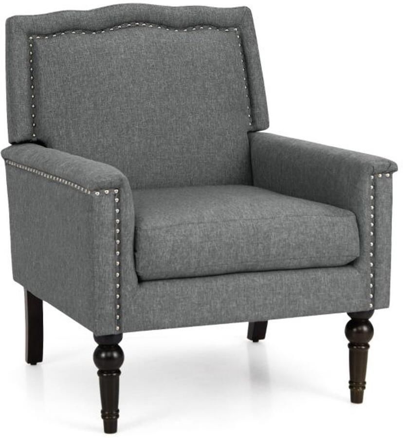 Moderne Mid-Century Fauteuil Met Comfortabel Sponsbekleed Zitkussen in Grijs