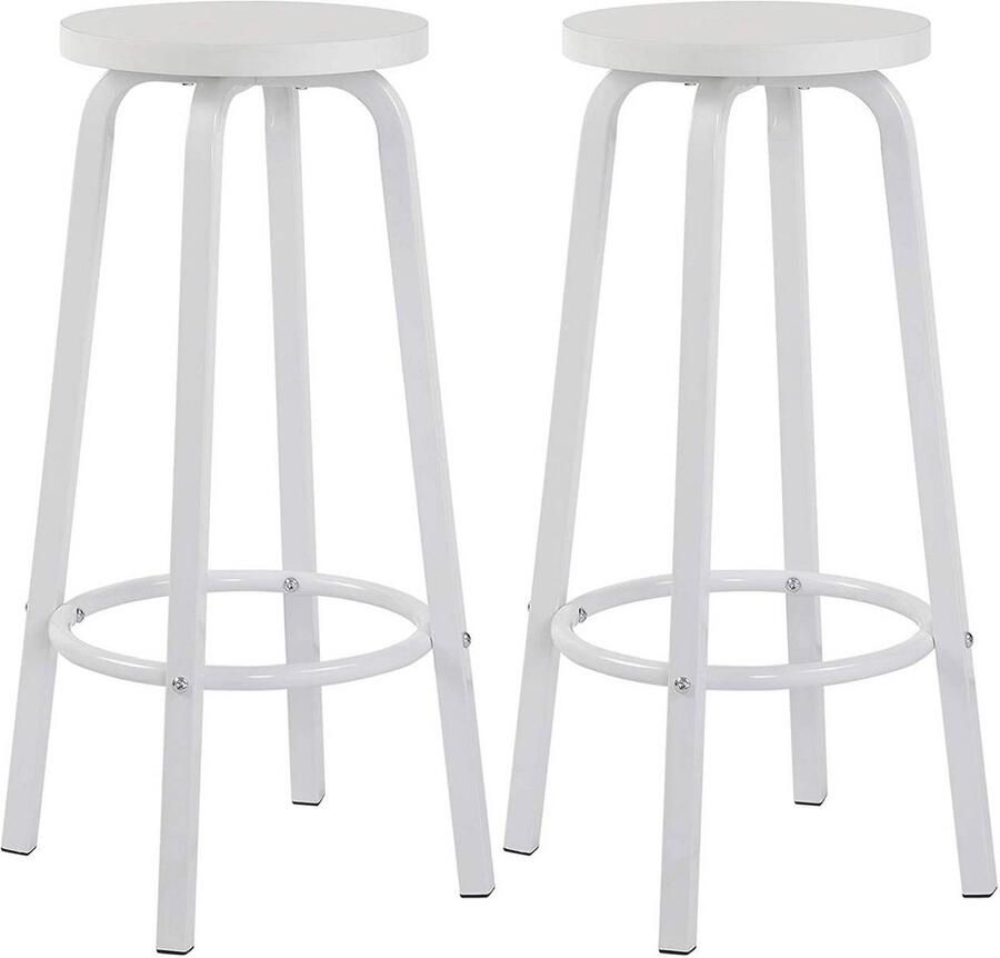 Rootz Living Rootz Moderne Minimalistische Barkruk Scandinavische Stijl Industrieel Design Stevig & Duurzaam Ergonomisch Comfort Ruimtebesparend 30cm x 71cm Wit