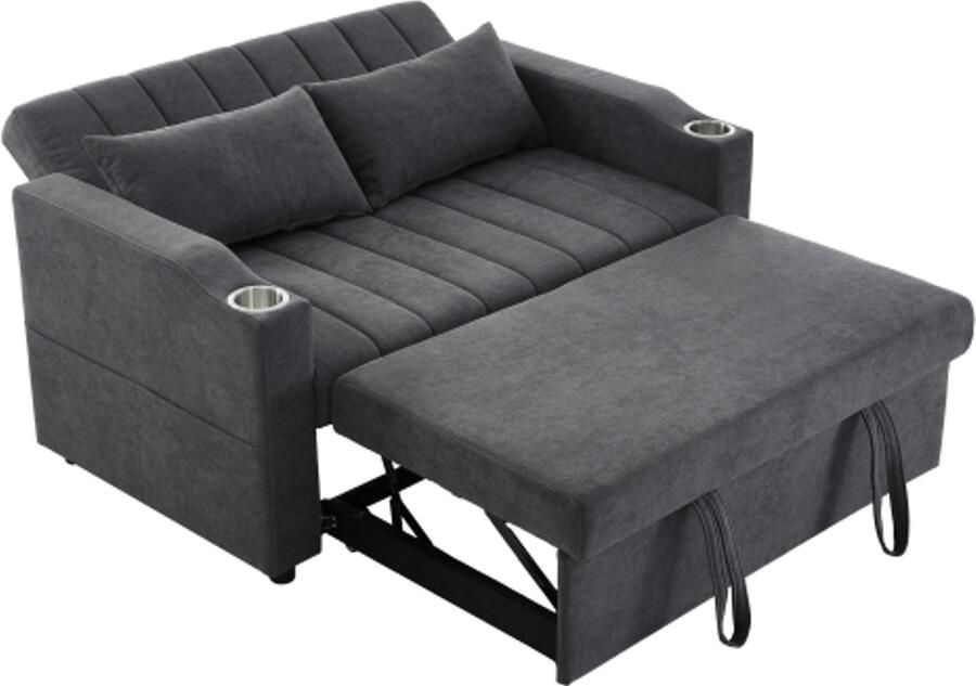 Moderne multifunctionele bank slaapbank met slaapfunctie tweepersoonsbank met verstelbare rugleuning met bekerhouder en kussens geschikt voor woonkamer slaapkamer appartement