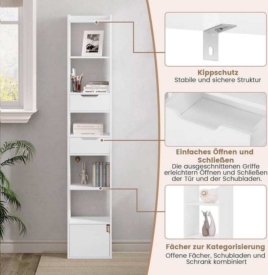 Rootz Living Rootz Moderne multifunctionele boekenkast Opbergorganisator Plank Duurzaam ruimtebesparend voldoende opbergruimte 33 cm x 181 cm x 24 cm - Foto 2