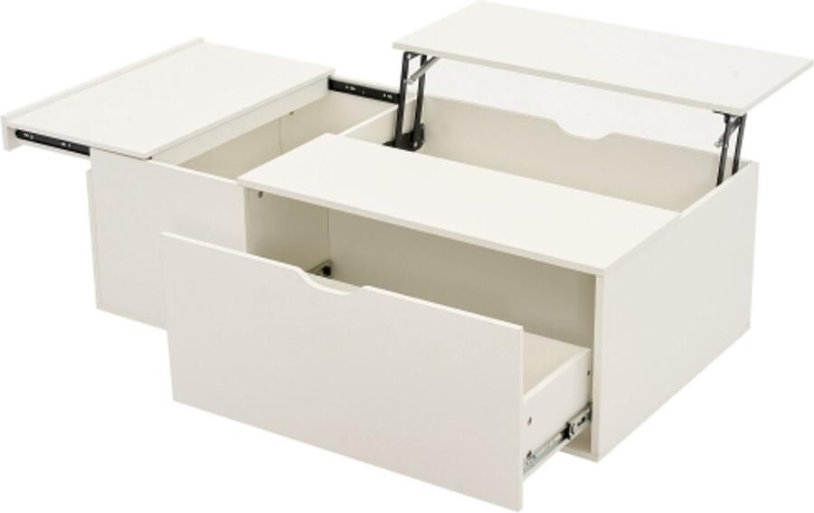 Moderne multifunctionele witte salontafel met lift-top lade en schuifdeur – 120 × 65 × 45 5 cm