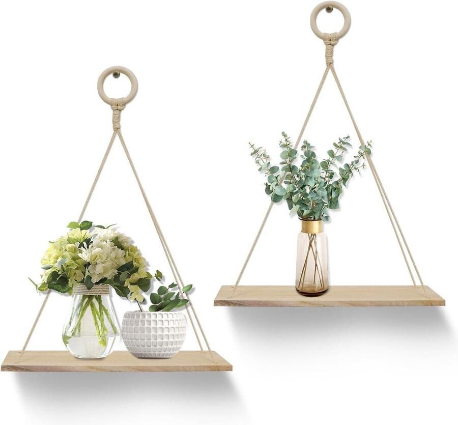 Moderne Muur Opknoping Planken Drijvende Houten Planken 2 Stuks Wit Hout