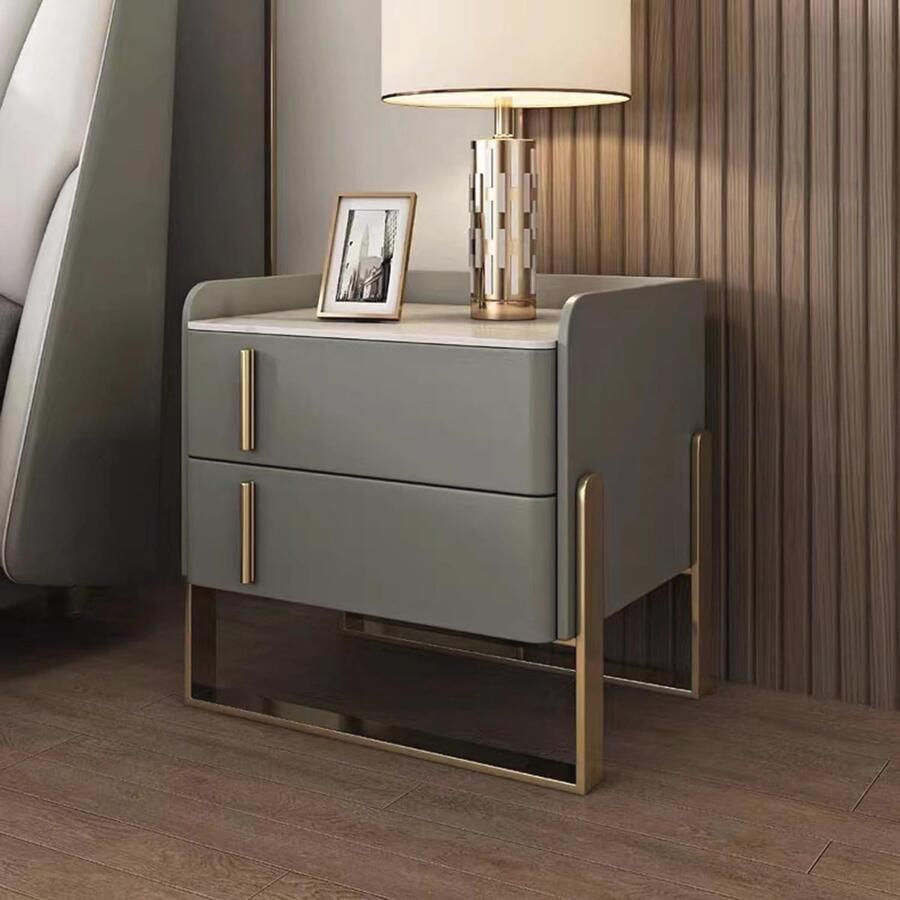 Moderne Nachtkastjes Set van 2 met Lades Smalle Bijzettafels voor Slaapkamer