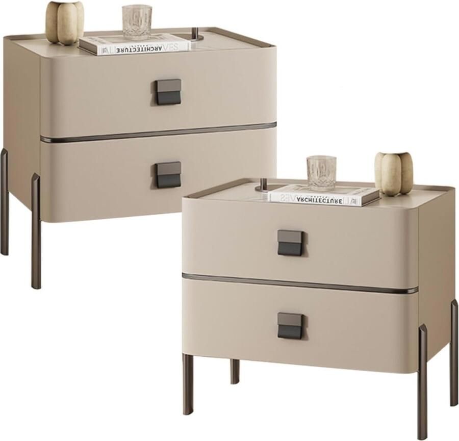 Moderne nachtkastjes set van 2 met opbergruimte en lades Houten bijzettafels voor slaapkamer en woonkamer