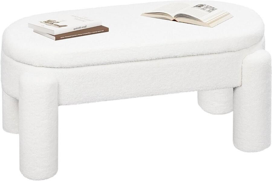 Moderne Opbergbank van Teddystof met Voetensteun 114 x 47 x 53 cm Voor Slaapkamer Woonkamer en Ingang Draagkracht tot 250 kg