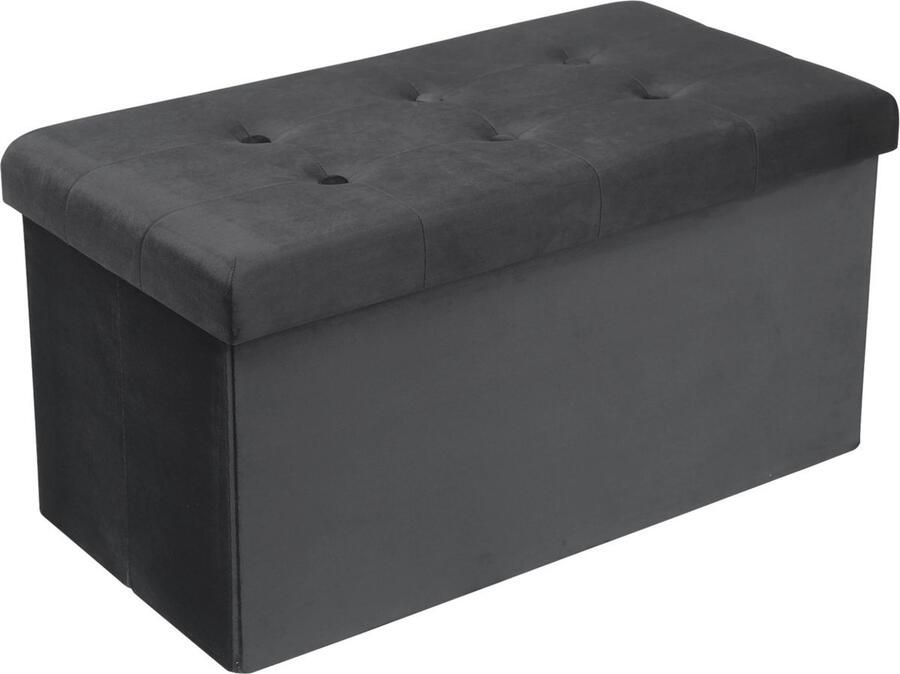 Bolt Edge Moderne Opbergbank Zitbank Poef Grijs Velvet Met opbergruimte 76x38x38cm