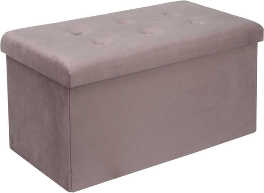 Bolt Edge Moderne Opbergbank Zitbank Poef Roze Velvet Met opbergruimte 76x38x38cm