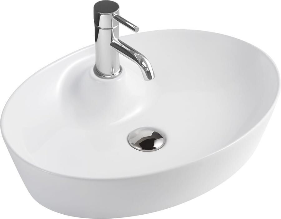 Moderne ovale wasbak 55 cm met nano-coating opzetwastafel voor badkamer