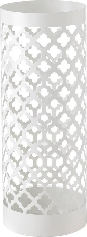 Moderne parapluhouder van metaal klassiek wit design met 2 haken en container afneembare regenbescherming 19 x 19 x 49 cm wit