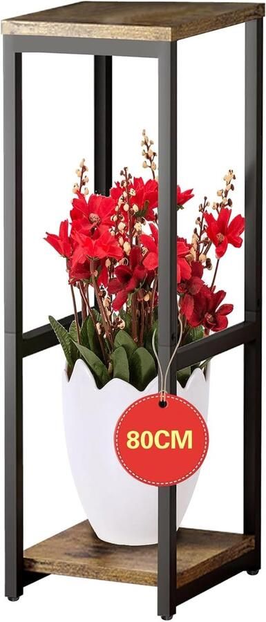 Moderne Plantenstandaard met 2 Niveaus en Houten Afwerking voor Kamerplanten