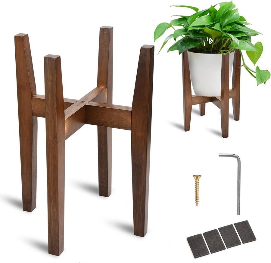 Moderne Plantenstandaard voor Binnen Verstelbare Houten Plantentafel Geschikt voor 20-30 cm Potten
