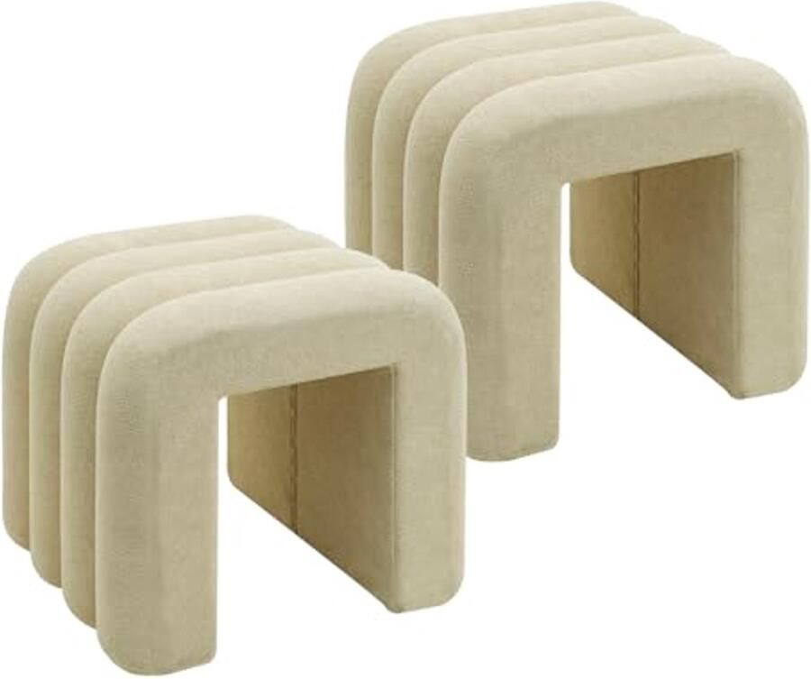 Moderne Poefs Set van 2 Beige