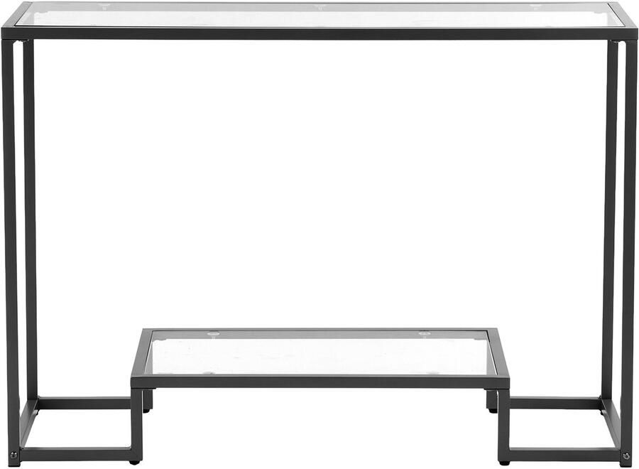 Moderne Rechthoekige Consoletafel met 2 Niveaus (107 X 35 4 X 75 5 Cm) met Blad Van Gehard Glas Stevige Bijzettafel met Kantelbeveiliging voor Woonkamer Hal Entree En Foyer