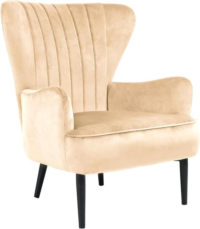 Moderne Relaxstoel in Fluweel Lichtbruin Perfect voor Woonkamer en Kantoor