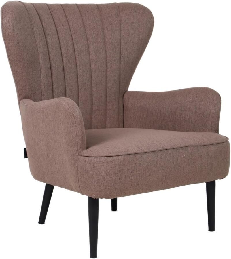 Moderne Relaxstoel met Hoge Rugleuning en Gevoerde Stof Bruin