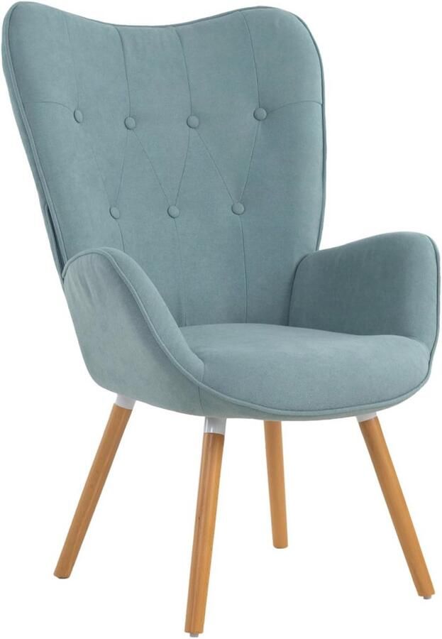 Moderne Relaxstoel met Houten Poten Comfortabele Leunstoel voor Woonkamer Kantoor en Slaapkamer