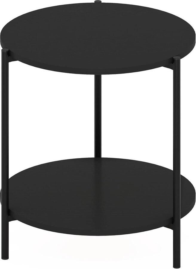 Moderne ronde bijzettafel met stevige metalen poten Americano 2-laags Besi