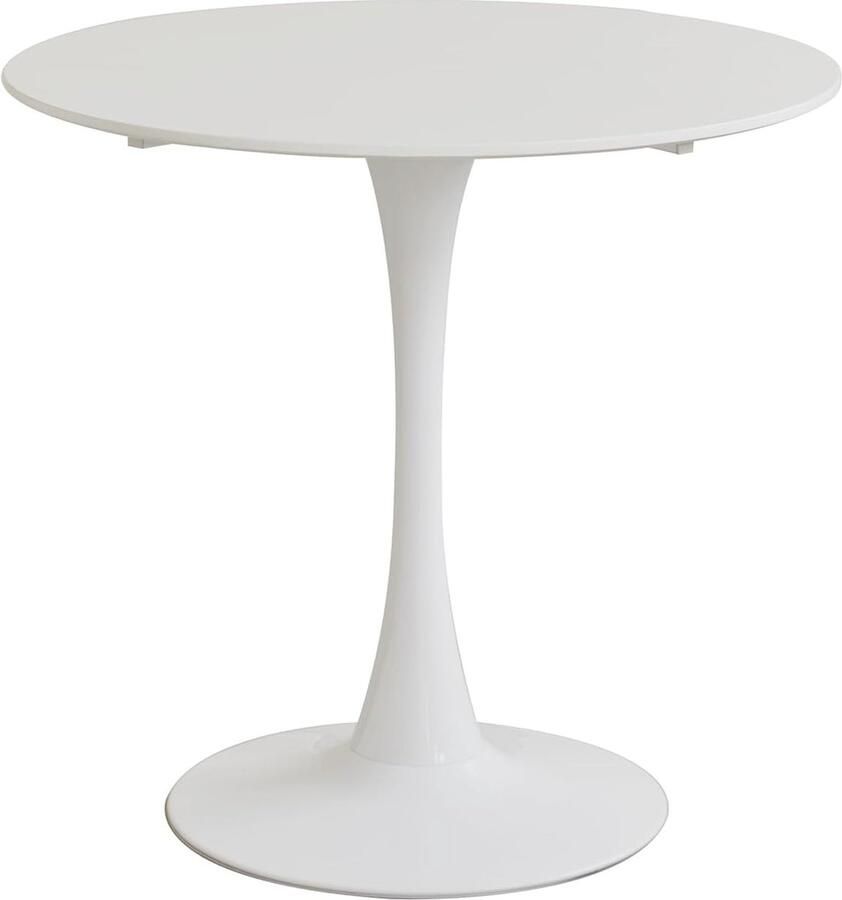 Moderne ronde eettafel met sokkel voor keuken en woonkamer 110 cm Wit