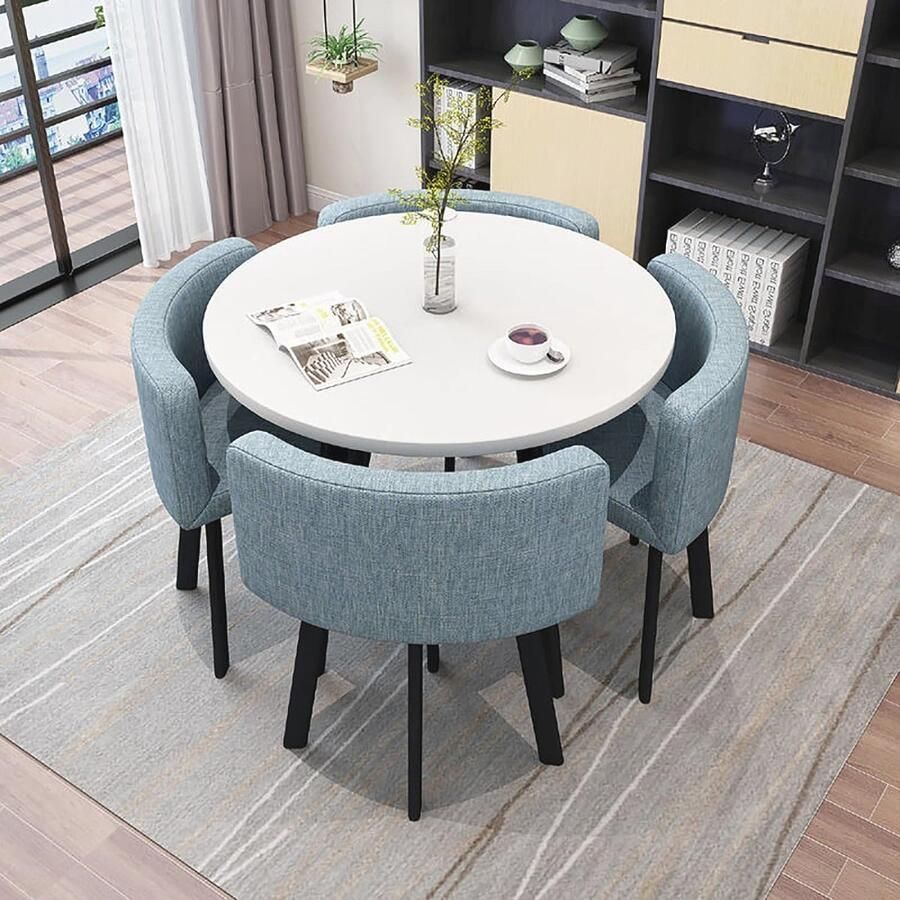 Moderne ronde eettafel set voor 4 personen compacte vergadertafel met stoelen