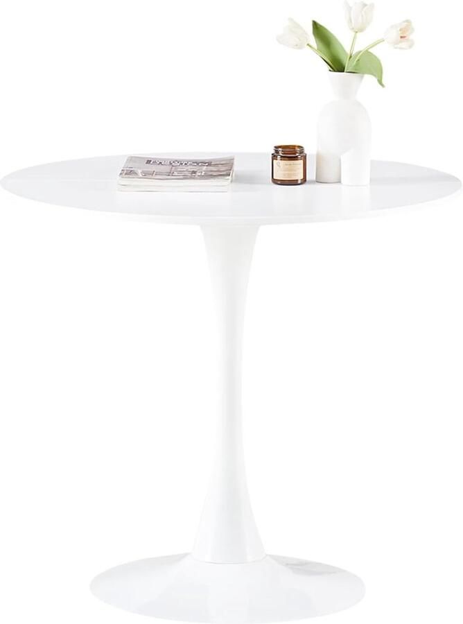 Moderne ronde eettafel voor keuken en woonkamer Wit 80 cm