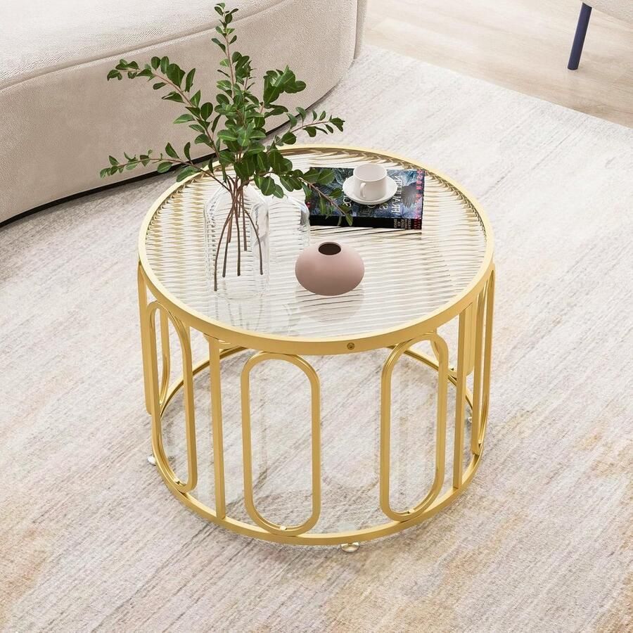 Moderne ronde salontafel met dubbele lagen en draaibare standaard 60 5 x 44 5 cm