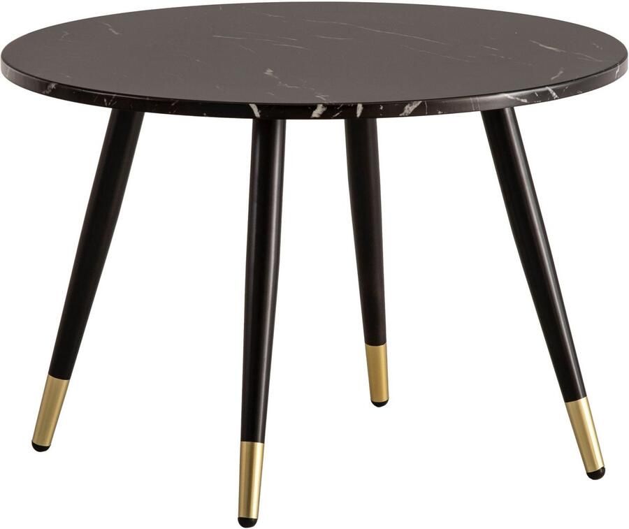 Moderne ronde salontafel woonkamer tafel stijlvolle marmeren look robuuste metalen benen 60 cm x 60 cm x 41 cm
