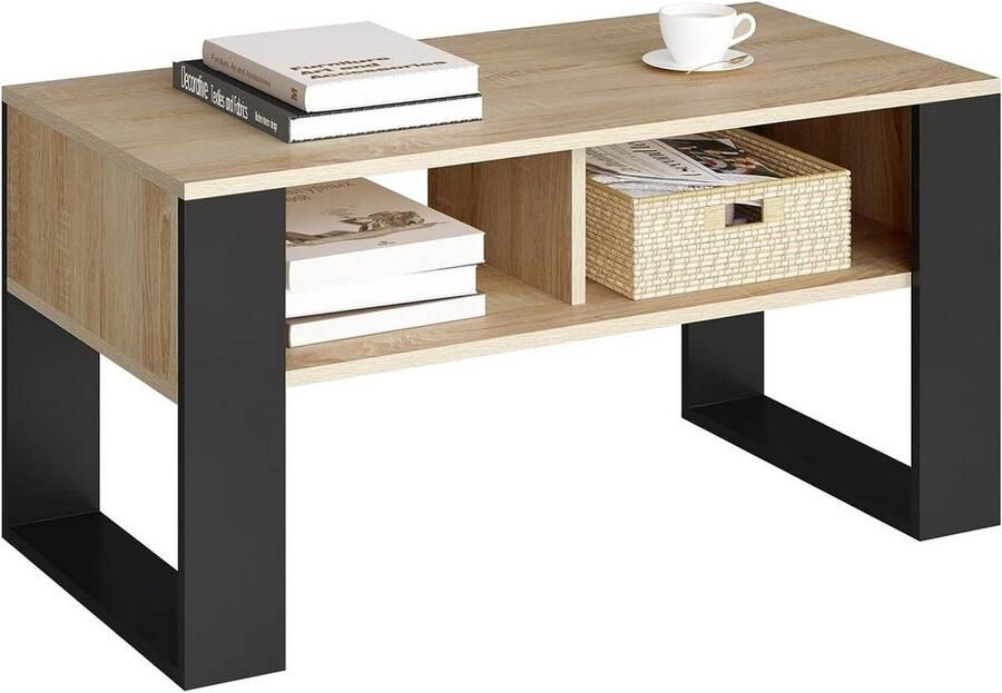 Rootz Living Rootz moderne salontafel opbergtafel woonkamertafel waterdicht en krasbestendig stevig en stabiel voldoende opbergruimte 90 cm x 45 cm x 45 cm