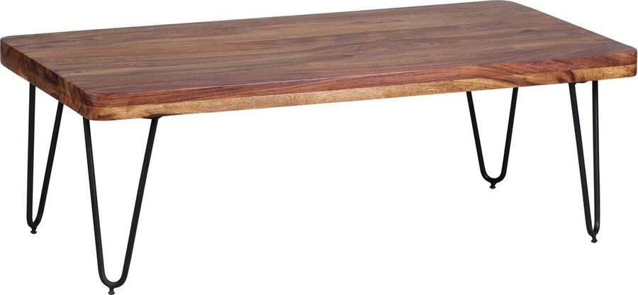 Rootz Living Rootz Moderne Salontafel Rechthoekige tafel Sheeshamhout Metalen poten Indrukwekkende nerven Warme sfeer Handgemaakt 115 cm x 40 cm x 60 cm