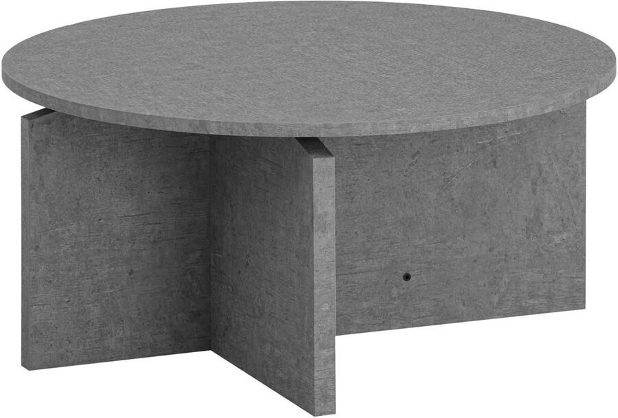 Moderne salontafel ronde tafel betonnen look ruime opslag 70 cm x 70 cm x 33 cm