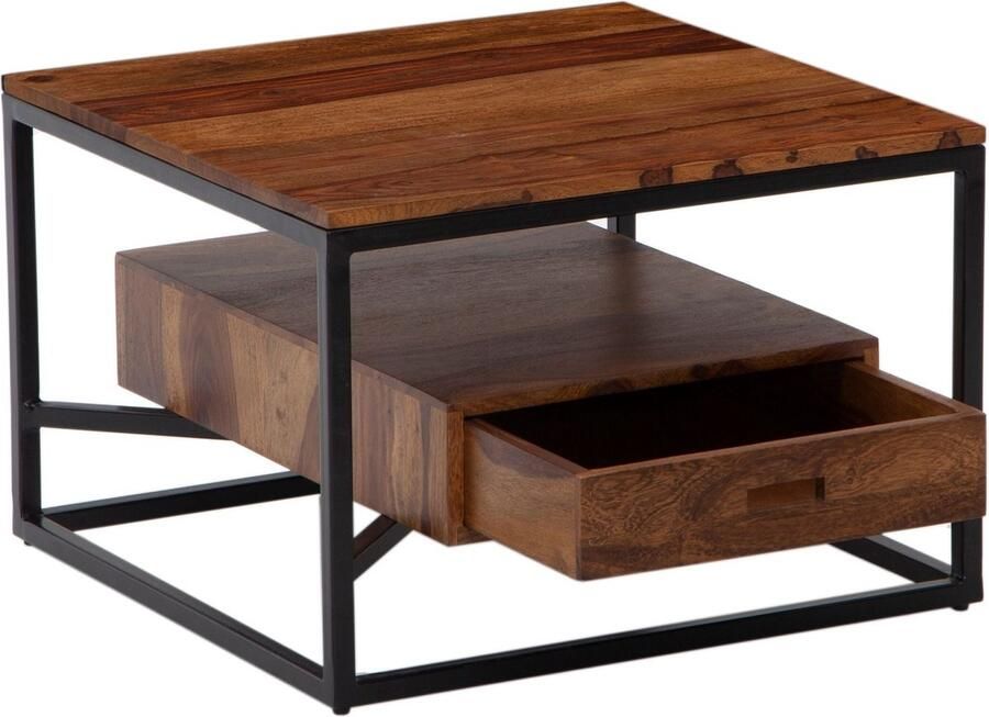 Rootz Living Rootz Moderne Salontafel Vierkante Tafel Opbergruimte Metalen Frame 60cm x 60cm x 40cm