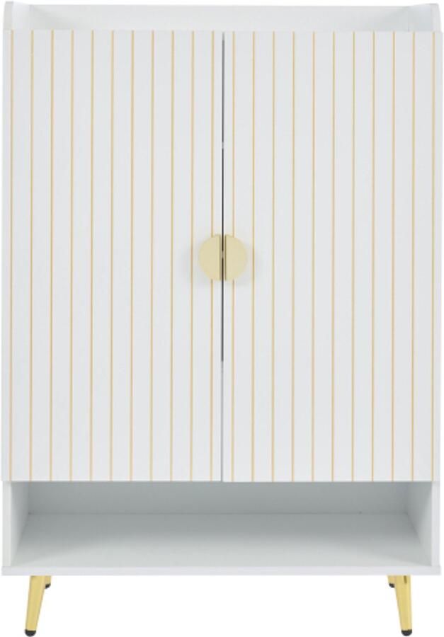 Moderne schoenenkast met twee deuren opbergruimte voor in de hal schoenenrek MDF 3-laags schoenenkast wit open lade 75*35*105 cm draagvermogen 20 kg