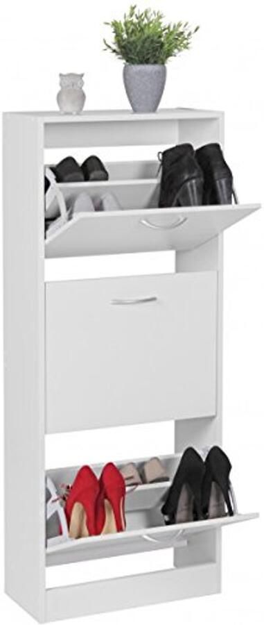 Moderne Schoenkast met 3 Compartimenten Schoenenrek voor 18 Paar 125 cm