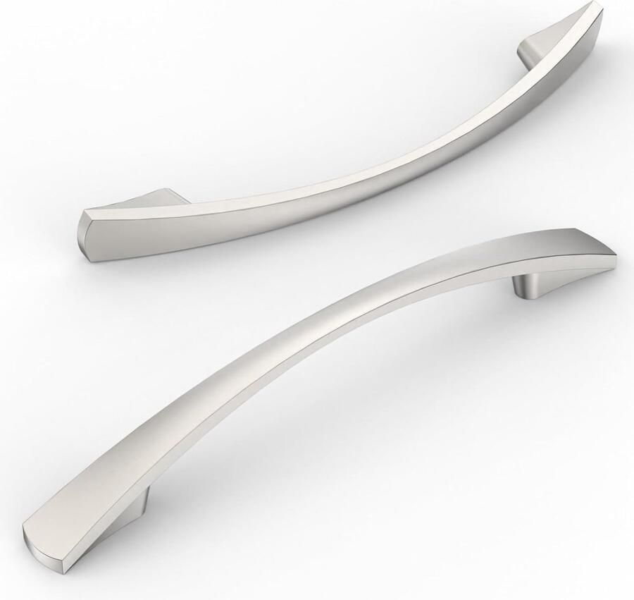 Luvetrex Moderne Set van 10 Handgrepen voor Meubels in Geborsteld Nikkel 128mm Gatafstand