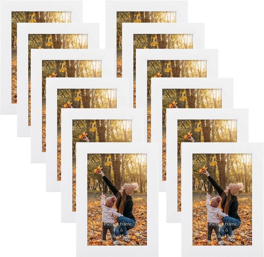 Moderne Set van 12 Fotolijsten 10 x 15 cm voor Wand of Tafel