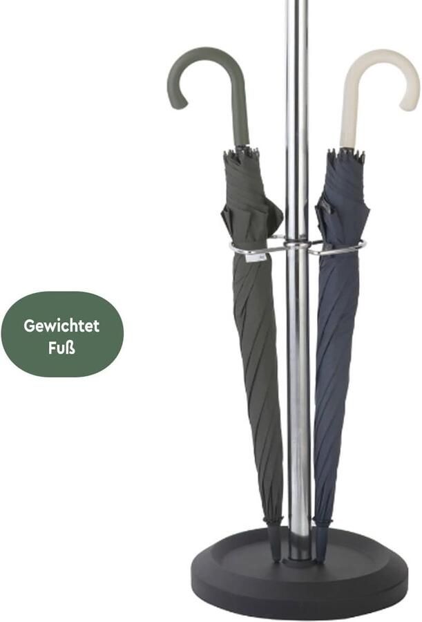 Moderne Staande Kapstok met 6 Haken en Paraplustandaard