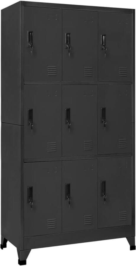 Moderne stalen lockerkast 90x45x180 cm Antracietkleur Opbergoplossing voor kantoor en meer