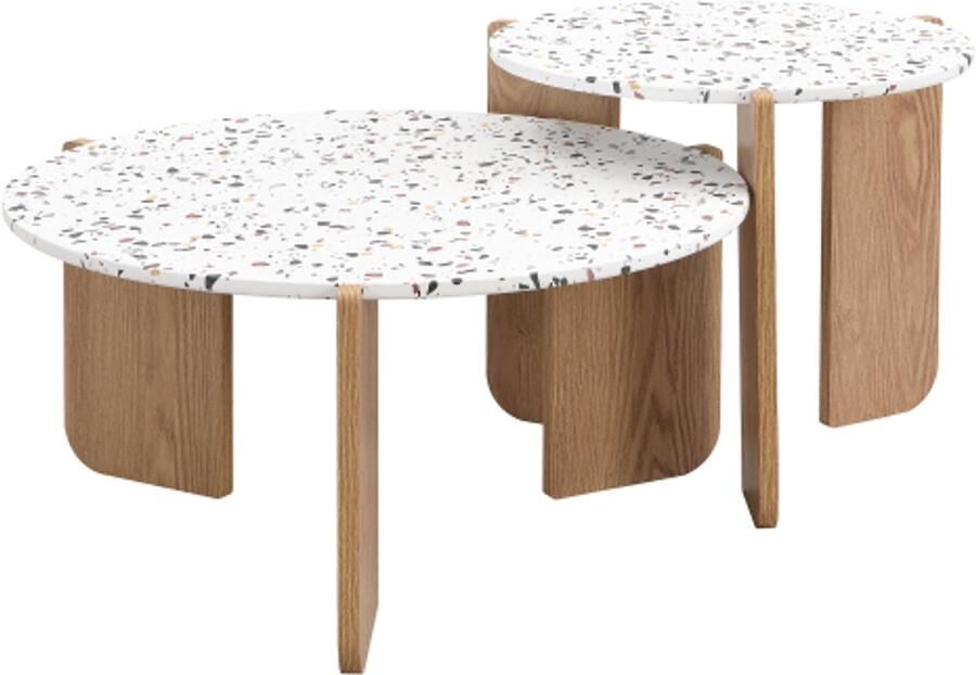 GOTAGEE Moderne stapelbare salontafel bijzettafel salontafelset voor woonkamer bank bijzettafel en balkon set van 2