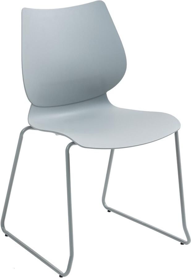 CLP Houma Eetkamerstoel vergaderstoel met rugleuning stapelbaar kunststof grijs