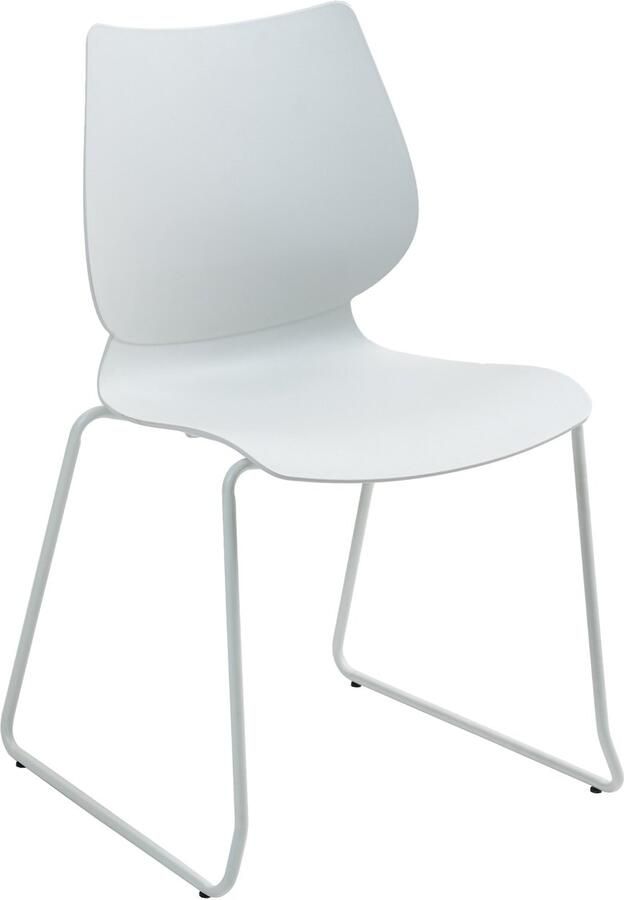 CLP Houma Eetkamerstoel vergaderstoel met rugleuning stapelbaar kunststof wit