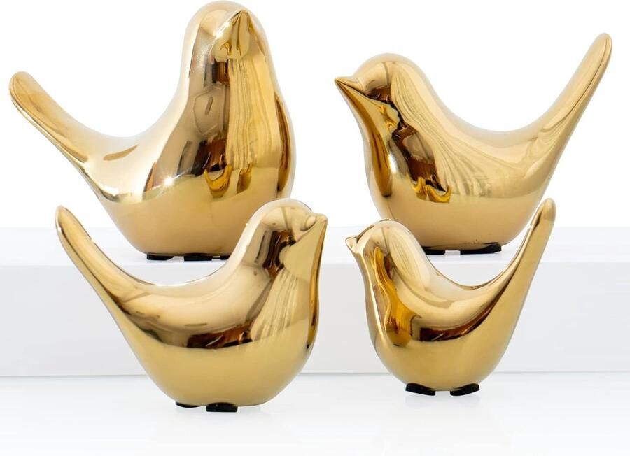 Moderne Stijl Gouden Vogel Decoratieve Ornamenten voor Thuis Woonkamer Slaapkamer Bureau Set van 4